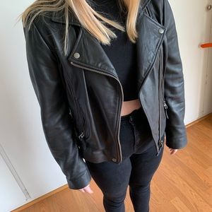 Lucky Brand Black Leather Motorcycle Jacket